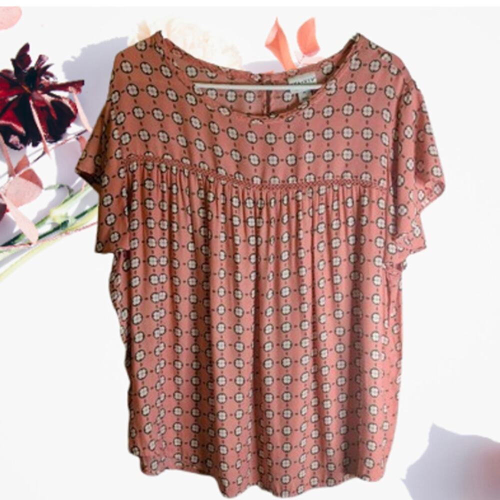 Ava & Viv 2XL angle sleeves peach polyester woman's babydoll blouse spring.
